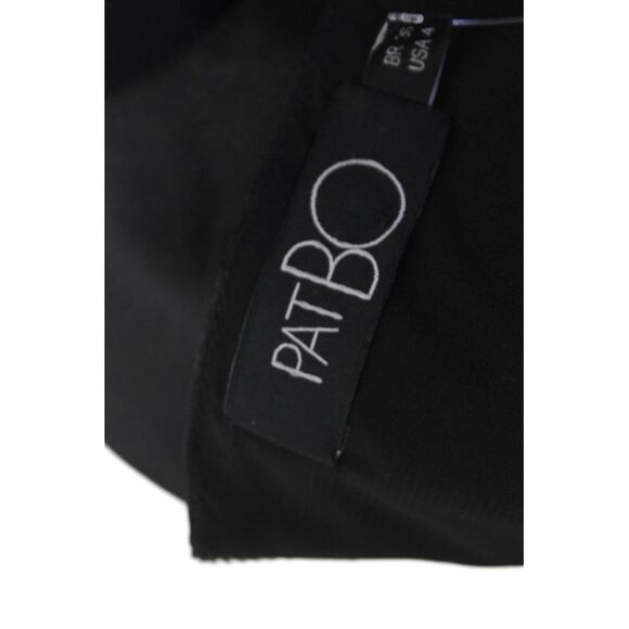 PatBO Womens Cropped Long Puff Sleeve Square Neck Blouse Black Size 4 - Picture 5 of 6